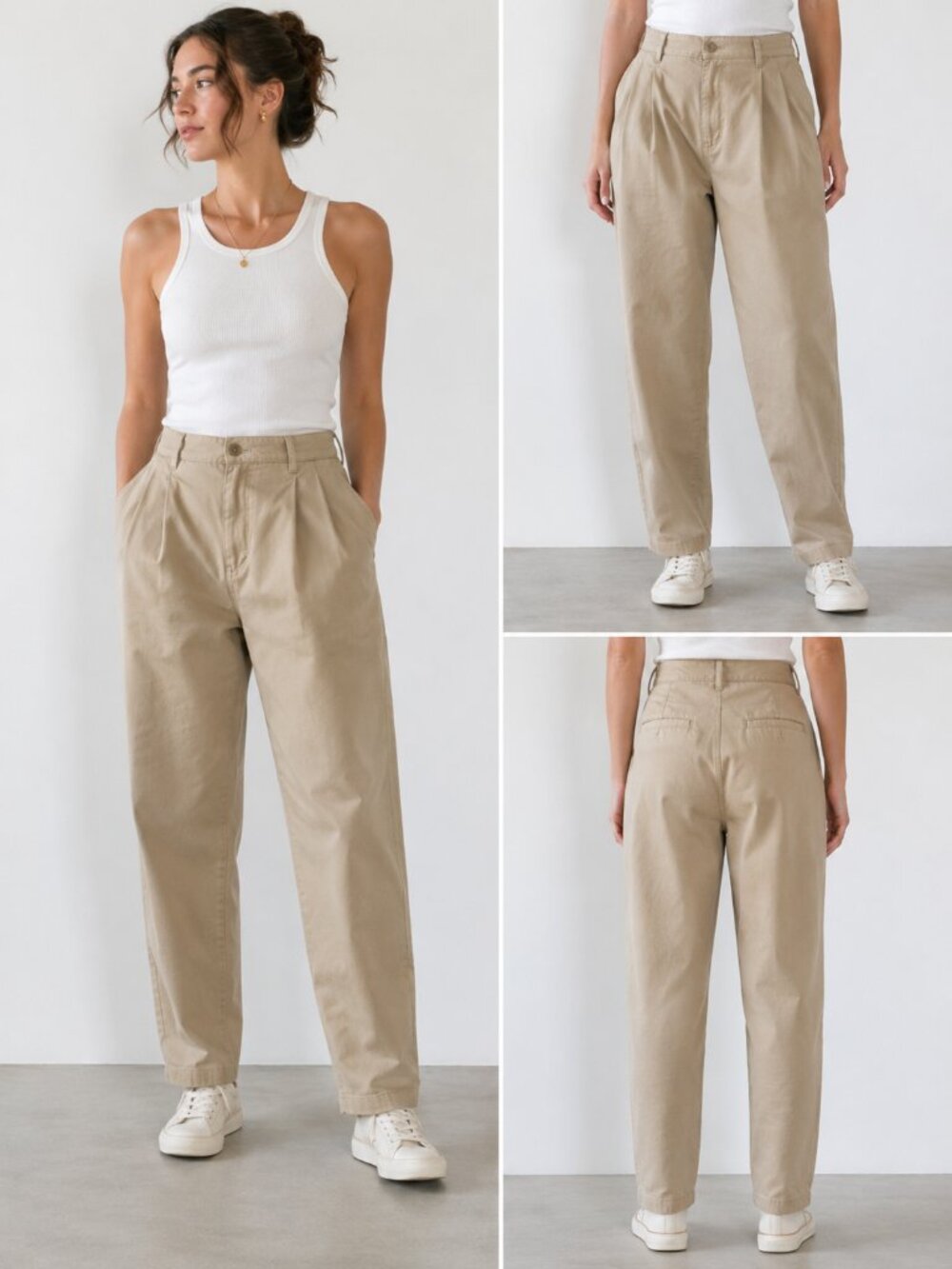 Levi’s Premium High Loose Taper Pants Size 30 Beige Pleated Chino Trousers